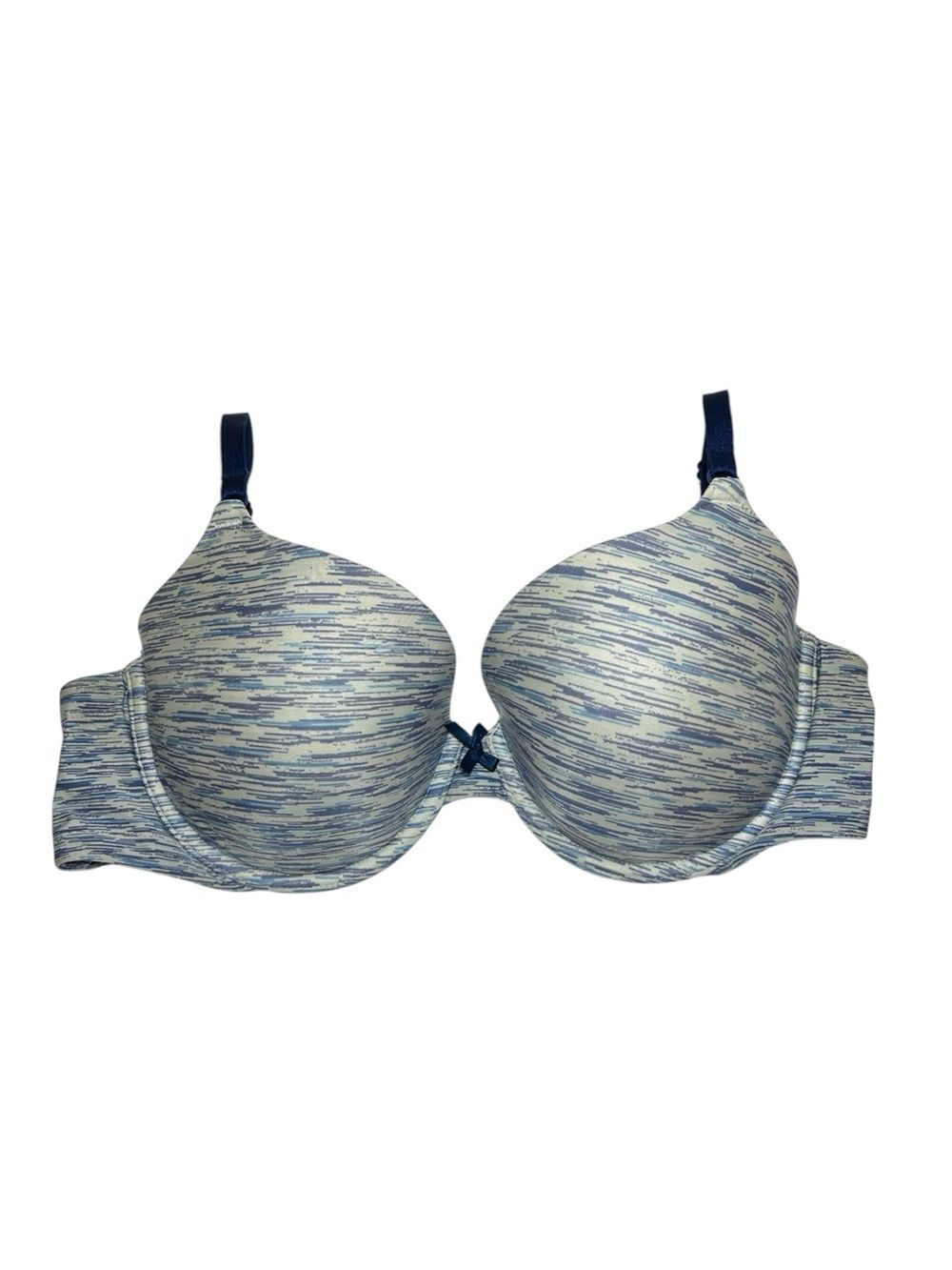 Victoria’s Secret lined Demi Blue Patterned T-Shirt Bra 34DD